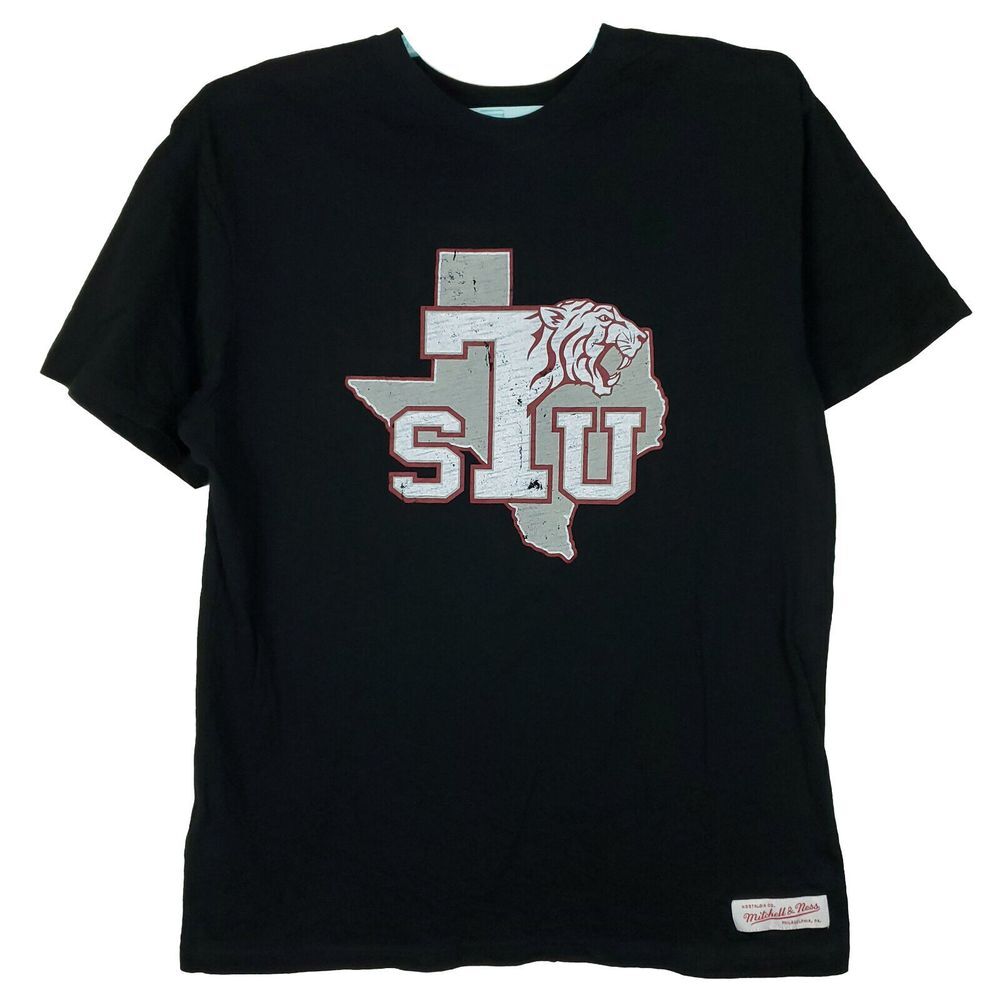 TSU Tigers Mitchell & Ness HBCU L Large Shirt Distressed Logo Black NWT